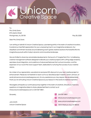 Free  Template: Pink 3D Art Picture Creative Letterhead