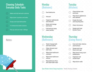 Free interactive Template: Simple Weekly Cleaning Schedule Checklist Template