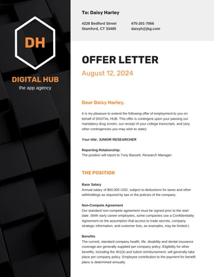 business  Template: Corporate Job Offer Letter Format Template