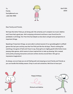 Free  Template: Grey Simple Cute Illustration Business Letterhead