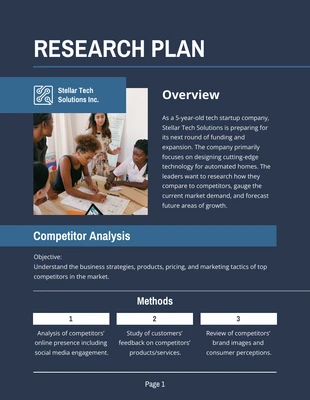 Free  Template: Navy Modern Research Plan