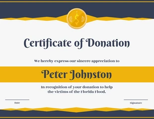 business  Template: Certificate of Donation Template