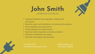 Yellow Minimalist Icon Business Card Electrician - Page 2