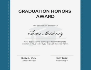 Free  Template: Minimalist Graduation Honors Award Certificate Template