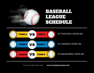 Free  Template: Black Simple Baseball League Schedule Template