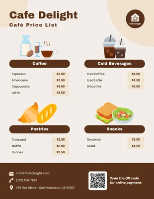 Free interactive Template: Café Price List Template