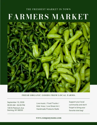 Free  Template: Dark Green Light Grey Modern Farmers Market Poster