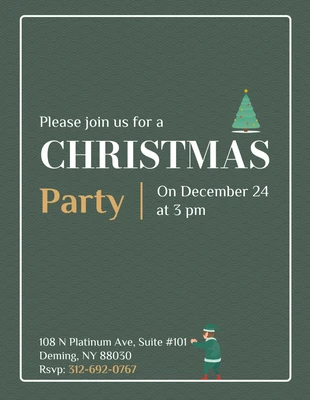 Free  Template: Elegant Gold &amp; Green Christmas Party Invite