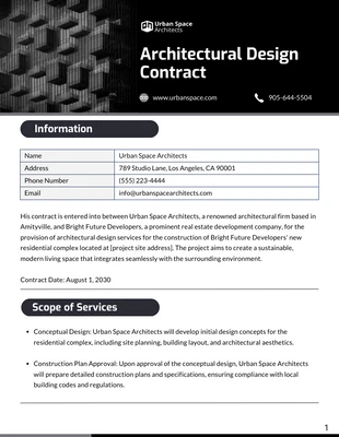 business  Template: Architectural Design Contract Template