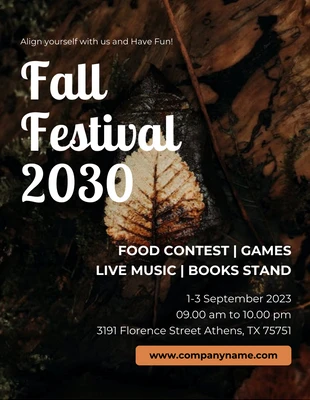 Free  Template: Leaf Background Fall Festival Flyer Template