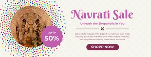 Free  Template: Cream and Soft Purple Navrati Sale Banner