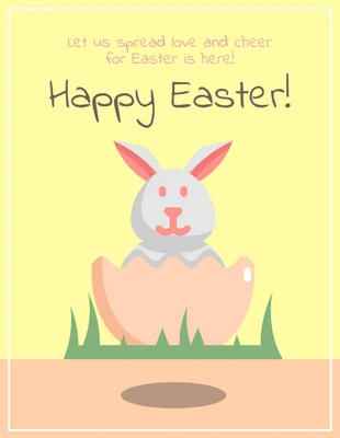 Free  Template: Yellow Easter Bunny Card