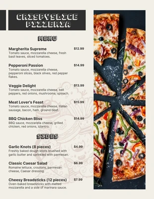 Free  Template: Beige And Black Simple Pizza Menu