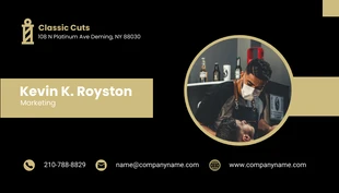 Free  Template: Dark Cream Business Card Barber Shop Simple