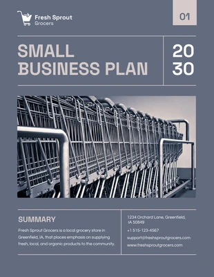 Free  Template: Dark Blue Beige Small Business Plan Template