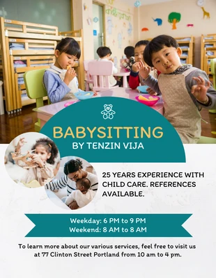 Free  Template: Babysitting Advertisement Flyer Template