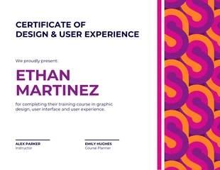 Free  Template: Vibrant Purple Certificate of Design and User Experience Template