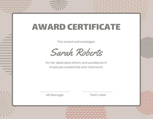 Free  Template: Beige Abstract Pattern Teamwork Award Certificate Template