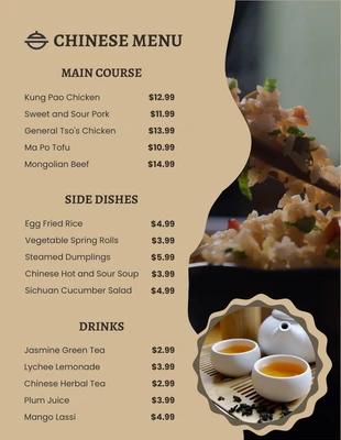 Free  Template: Brown Simple Cute Chinese Menus