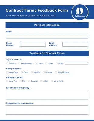 Free interactive Template: Clean White and Blue Business Form