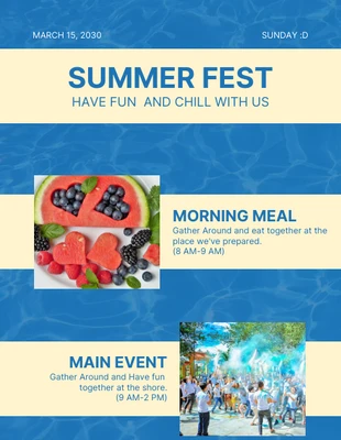 Free  Template: Blue Texture Summer Fest Event Newsletter Template