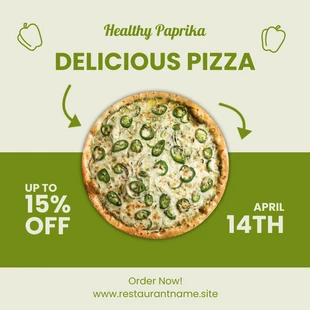 Free  Template: Green Pastel Classic Delicious Pizza Instagram Banner