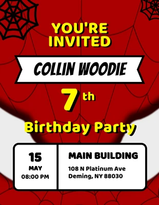 Free  Template: Red And White Spider Superhero Invitation