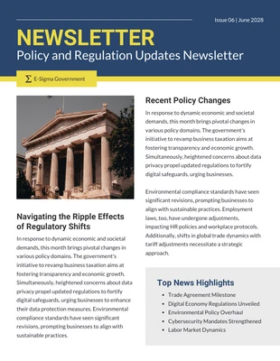 Free  Template: Policy Regulation Updates Newsletter Template