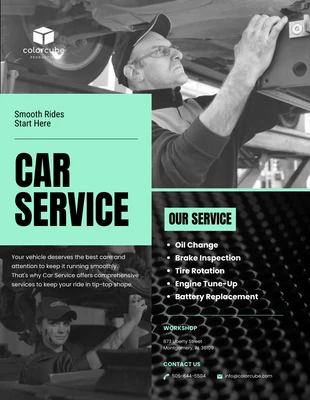 Free  Template: Black and Soft Green Blue Car Service Poster