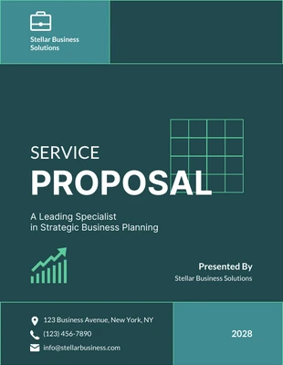 Free  Template: Modern Green Square Service Proposal Template