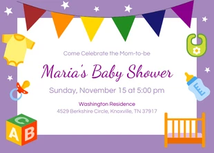 premium  Template: Iconic Purple Baby Shower Invitation