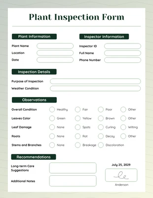 Free  Template: Inspection Form Template