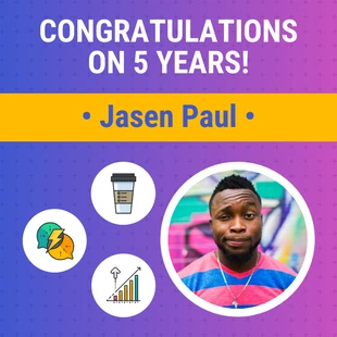 Free  Template: Work Anniversary Instagram Post