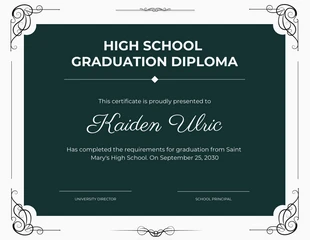 business  Template: White Dark Green Ornament Diploma Certificate Template