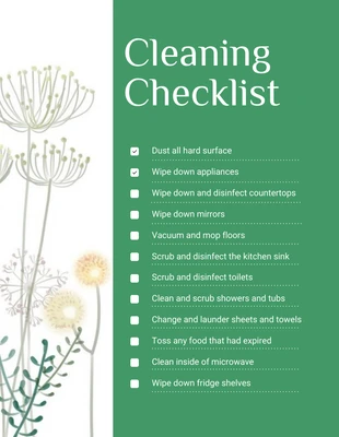 Free interactive Template: Aesthetic House Cleaning Checklist Template