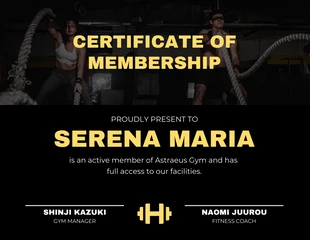 Free  Template: Gym Membership Certificate Template