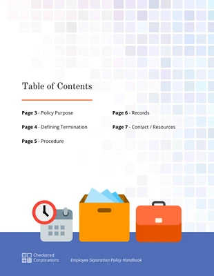 business  Template: Employee Handbook Example Table of Contents Template