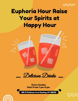 Free  Template: Orange Happy Hour Invitation