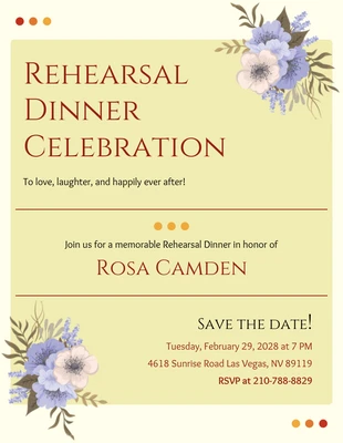 Free  Template: Simple Yellow And Brown Rehearsal Dinner Invitation