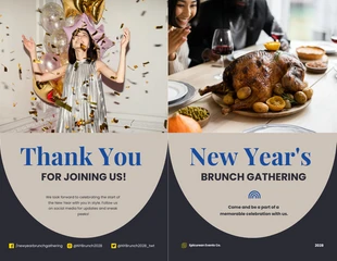 Free  Template: New Year's Brunch Gathering Half-Fold Brochure Template