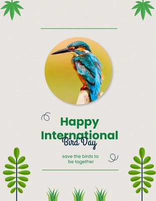 Free  Template: International Bird Day green simple poster Template