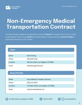 Free  Template: Non Emergency Medical Transportation Contract Template