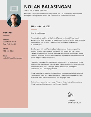 Free  Template: Simple College Application For Student Cover Letter Template