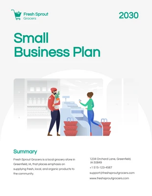 Free  Template: White Green Small Business Plan Template