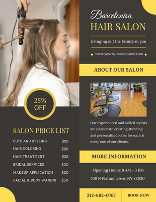 Free  Template: Women Hair Salon Flyer Template