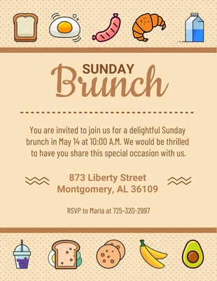 Free  Template: Brown Minimalist Playful Illustration Sunday Brunch Invitation