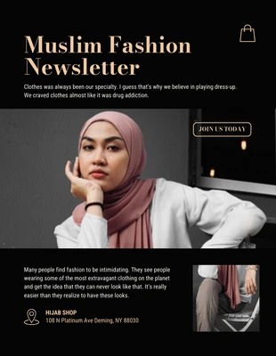 Free  Template: Black Brown Muslim Fashion Event Newsletter Template