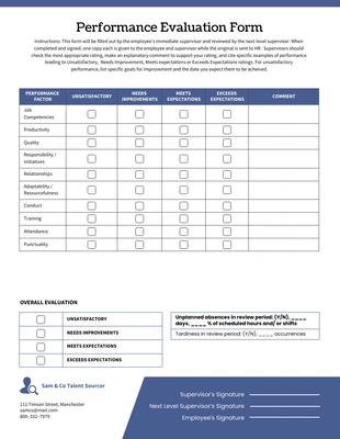 premium interactive Template: Performance Evaluation Form Template