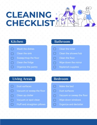 Free interactive Template: White Illustration Cleaning Checklist Template