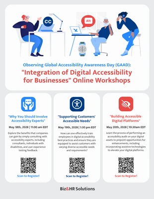 business accessible Template: Integration of Digital Accessibility For Businesses Online Workshop Flyer